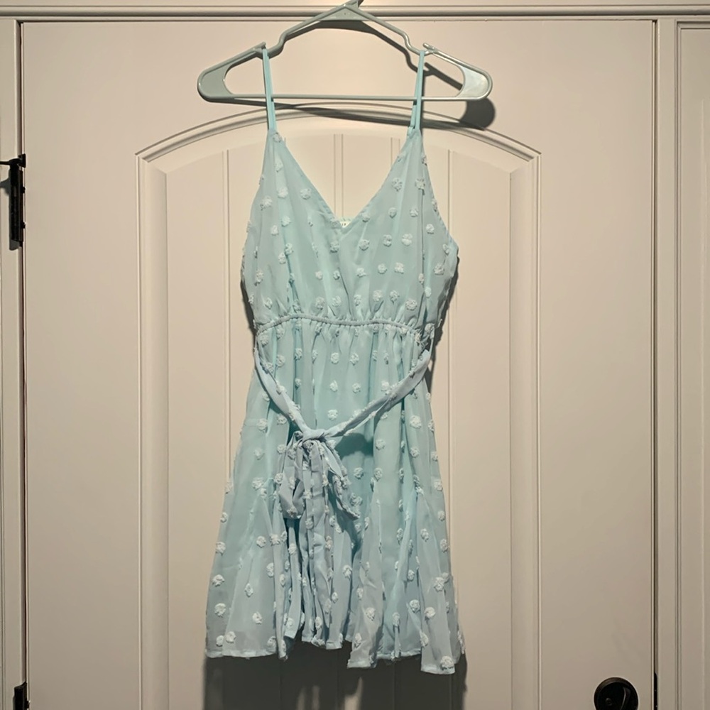 Mint / light blue dot dress